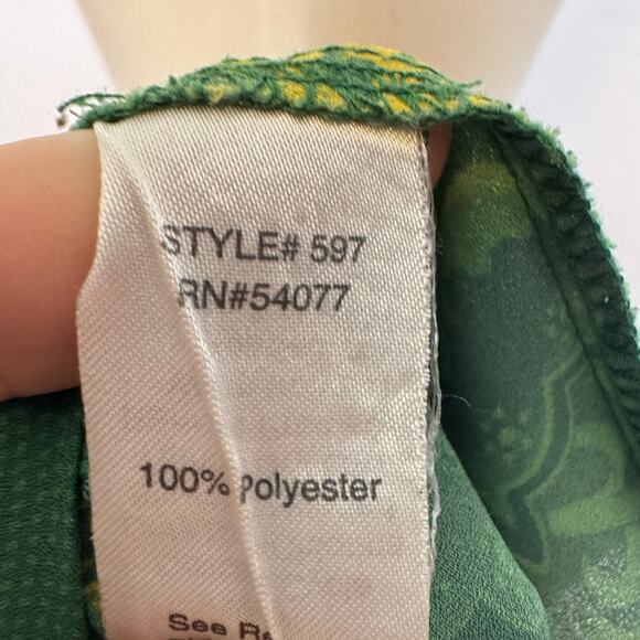 CAbi Green Yellow Baroque Floral Blouse Top XL Boho Boxy Pullover Style 597 - Picture 4 of 6